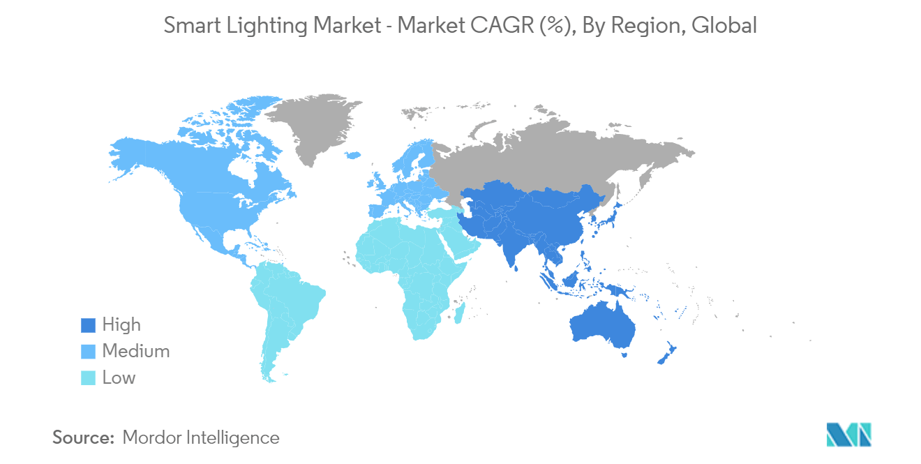 Smart Lighting Market - Growth Rate by Region